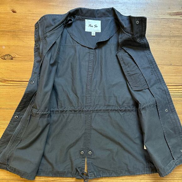 Per Se gray full zip snap high collar cargo utility vest SIZE L - Picture 3 of 4